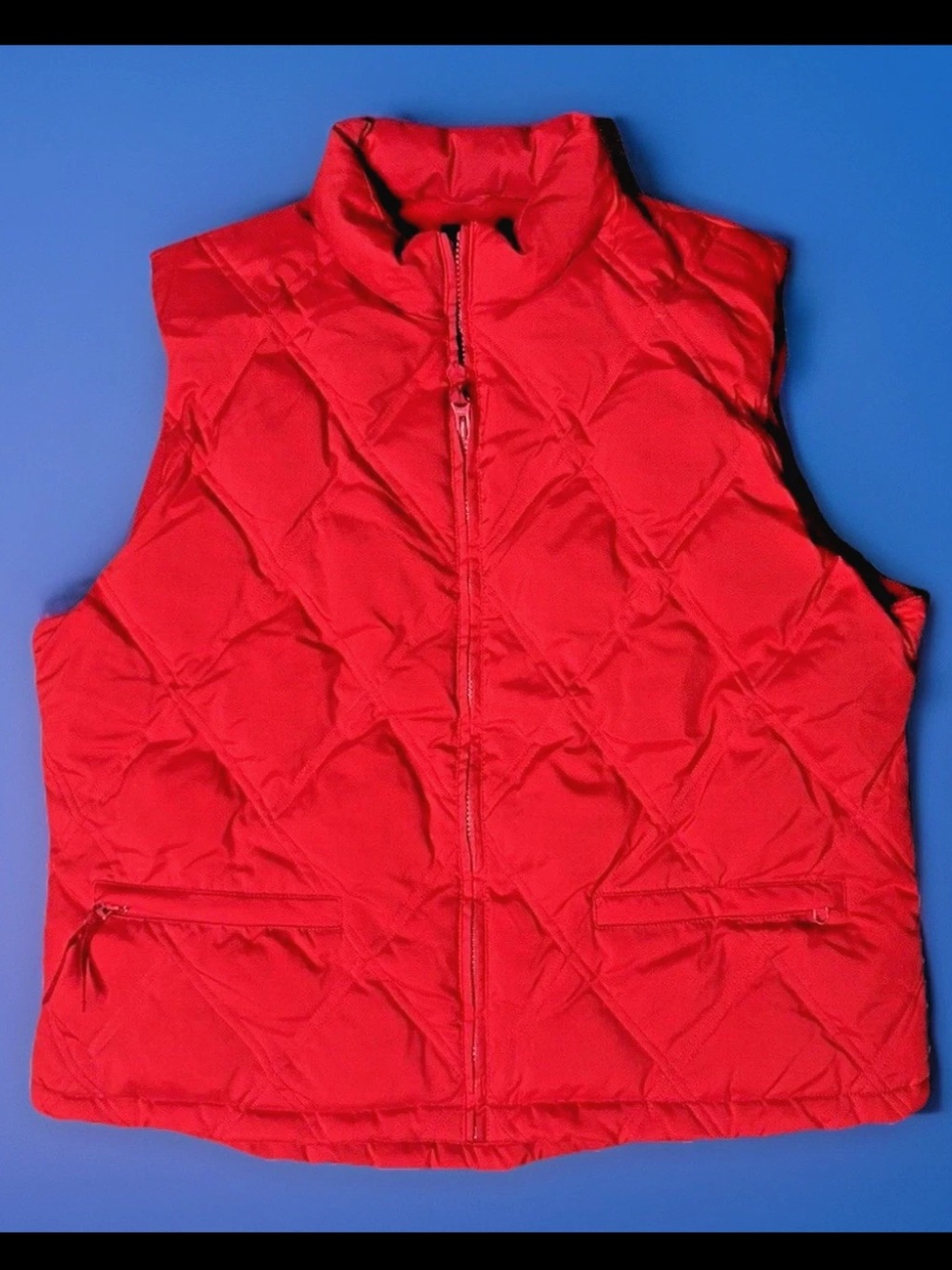 GAP Women’s XL Quilted Red Puffer Vest - Sleeveless Zip Front